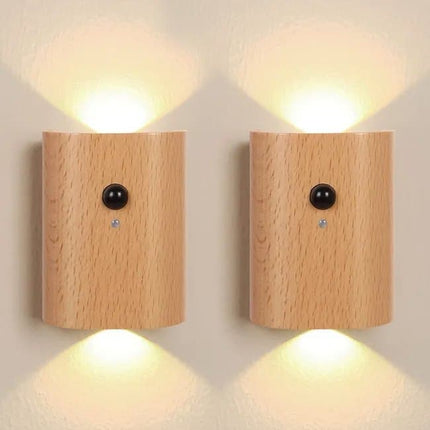 2-Pack LED Wall Lamp with Motion Sensor, Rechargeable, for Garden Fence Stairs and Patio.
