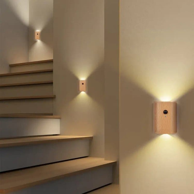 2-Pack LED Wall Lamp with Motion Sensor, Rechargeable, for Garden Fence Stairs and Patio.