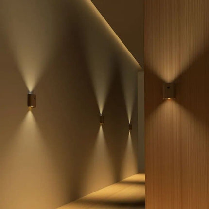 2-Pack LED Wall Lamp with Motion Sensor, Rechargeable, for Garden Fence Stairs and Patio.