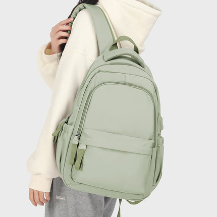 14-inch Laptop Backpack Waterproof Lightweight Daypack for School and University, Light Green.