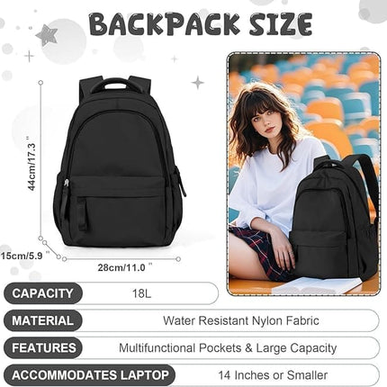 14-inch Waterproof Lightweight Laptop Backpack for School and University, Black.