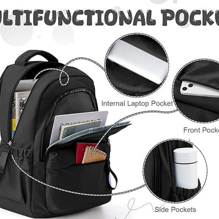 14-inch Waterproof Lightweight Laptop Backpack for School and University, Black.