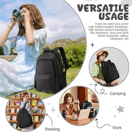 14-inch Waterproof Lightweight Laptop Backpack for School and University, Black.