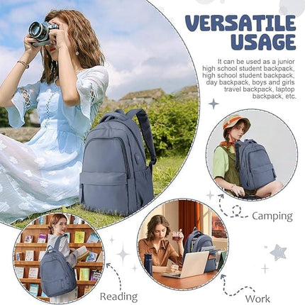 14-inch Laptop Backpack Waterproof Lightweight Daypack for School University, Dark Blue, Compatible with Girls Boys.