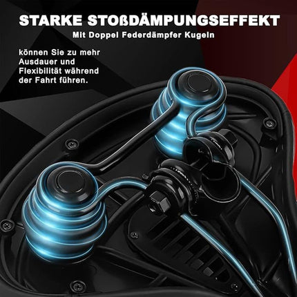 Comfortable unisex bicycle saddle with shock absorbers, breathable waterproof ergonomic design, Black.
