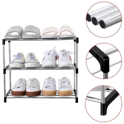 Stackable Shoe Rack 3-Tier Space Saving Storage for Shoes and Bags, 43×26×38cm.