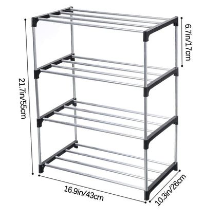 3-Tier Stackable Shoe Rack, Space Saving Storage for Shoes Bags and Accessories, 43 x 26 x 55cm.
