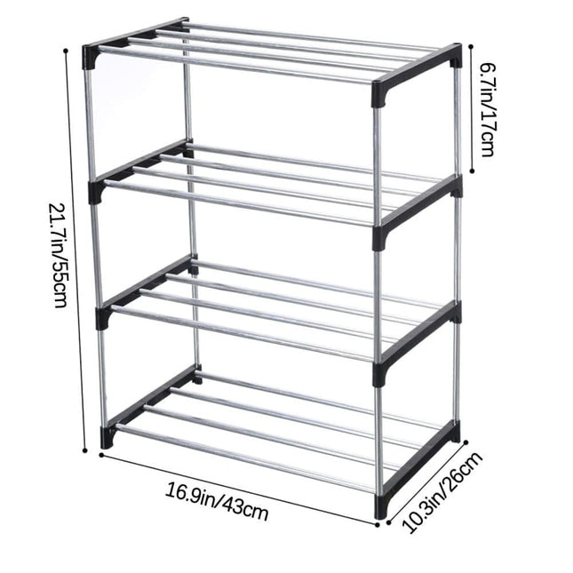 3-Tier Stackable Shoe Rack, Space Saving Storage for Shoes Bags and Accessories, 43 x 26 x 55cm.