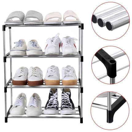 3-Tier Stackable Shoe Rack, Space Saving Storage for Shoes Bags and Accessories, 43 x 26 x 55cm.