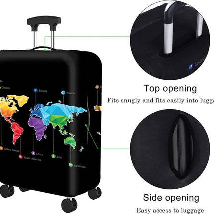 Black Elastic Suitcase Cover Travel Luggage Protective Scratch Resistant, with Travel Trolley Case Compatibility, L (25–28 inch).