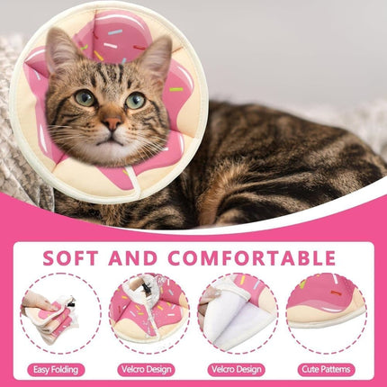 Adjustable Protective Collar for Cats and Dogs with Velcro, S, Pink.