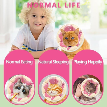 Adjustable Protective Collar for Cats and Dogs with Velcro, S, Pink.