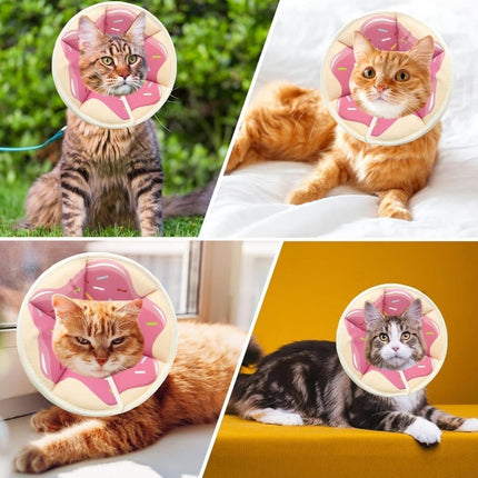 Adjustable Protective Collar for Cats and Dogs with Velcro, S, Pink.