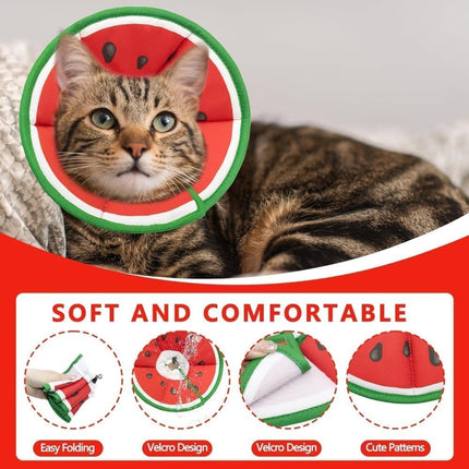 1x Adjustable Protective Collar for Cats and Dogs with Velcro, Compatible with Cats, S (RED).