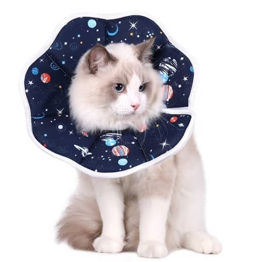 1 Adjustable Protective Collar for Cats and Dogs with Velcro, Blue, S, Compatible with Cats.