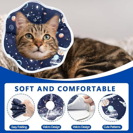 1 Adjustable Protective Collar for Cats and Dogs with Velcro, Blue, S, Compatible with Cats.