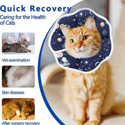 1 Adjustable Protective Collar for Cats and Dogs with Velcro, Blue, S, Compatible with Cats.
