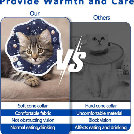 Adjustable Protective Collar for Cats and Dogs with Velcro, Compatible with Cats, M.