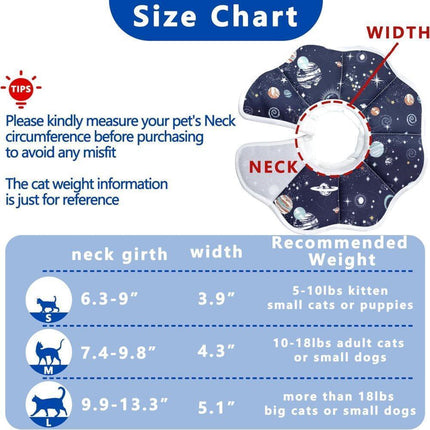 Adjustable Protective Collar for Cats and Dogs with Velcro, Compatible with Cats, M.