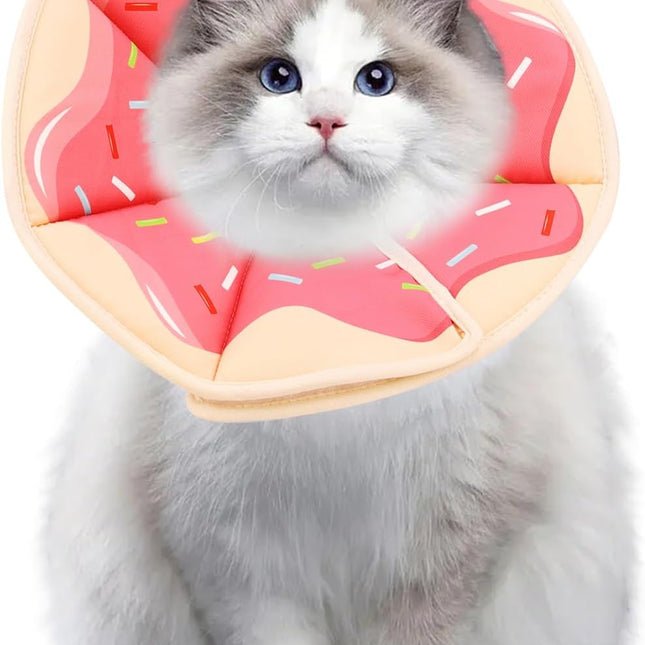 1 Adjustable Protective Collar for Cats and Dogs with Velcro, Compatible with Cats, M, Pink.