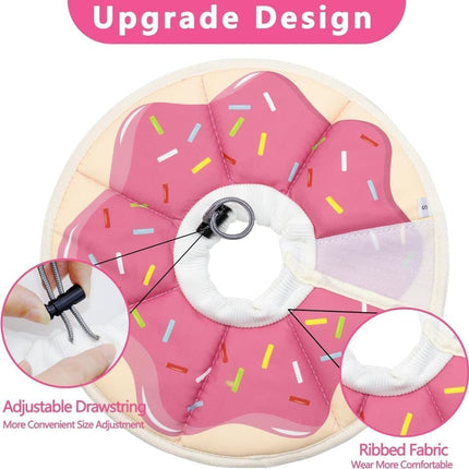 1 Adjustable Protective Collar for Cats and Dogs with Velcro, Compatible with Cats, M, Pink.