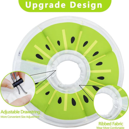 Adjustable Protective Collar for Cats and Dogs with Velcro, M, Green.