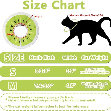 Adjustable Protective Collar for Cats and Dogs with Velcro, M, Green.