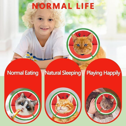 1 Protective Collar for Cats and Dogs with Velcro, Adjustable Neck Collar, Compatible with Cats, M, Red.