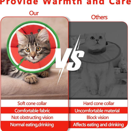 1 Protective Collar for Cats and Dogs with Velcro, Adjustable Neck Collar, Compatible with Cats, M, Red.