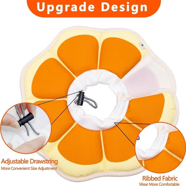 1 Adjustable Protective Collar for Cats and Dogs with Velcro, Compatible with Cats, M, Orange.