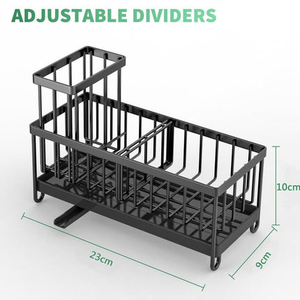 Stainless Steel Sink Rack Drain Rack Organizer Kitchen Storage, compatible with most sinks, Black.