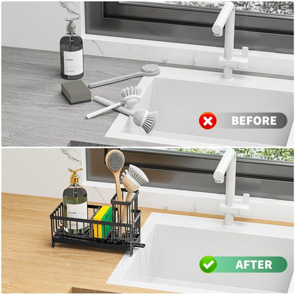 Stainless Steel Sink Rack Drain Organizer, compatible with most sinks, Gray.