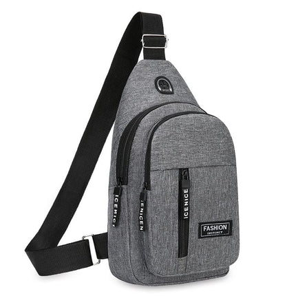 Unisex Crossbody Backpack with Headphone Jack for Hiking Travel Climbing, Gray.
