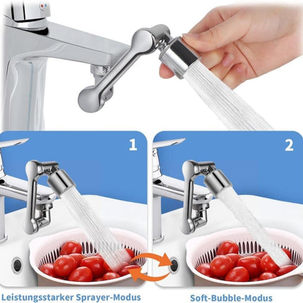360° Swivel Faucet Extender with 2 Flow Modes, 1440° Rotation, for Kitchen Sink.