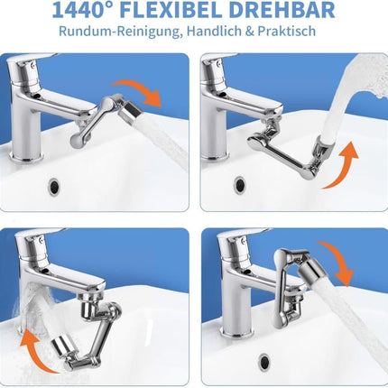 360° Swivel Faucet Extender with 2 Flow Modes, 1440° Rotation, for Kitchen Sink.