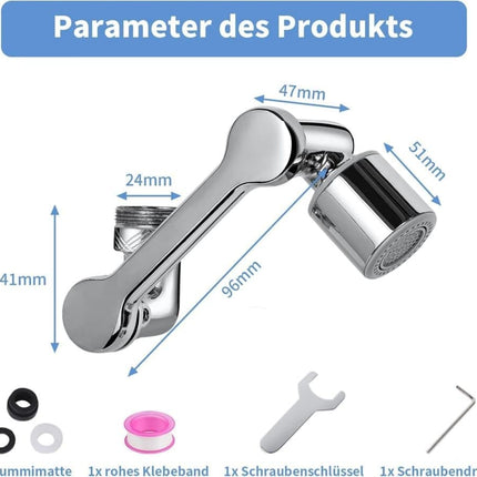 360° Swivel Faucet Extender with 2 Flow Modes, 1440° Rotation, for Kitchen Sink.