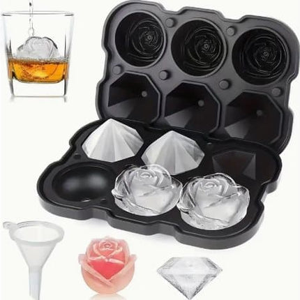 1 piece BPA-free reusable ice cube tray with lid for round ice balls, 6 compartment.