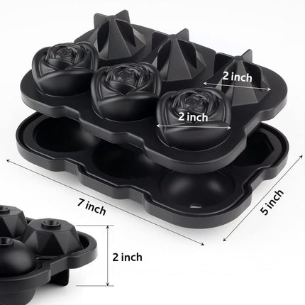 1 piece BPA-free reusable ice cube tray with lid for round ice balls, 6 compartment.