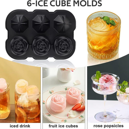 1 piece BPA-free reusable ice cube tray with lid for round ice balls, 6 compartment.