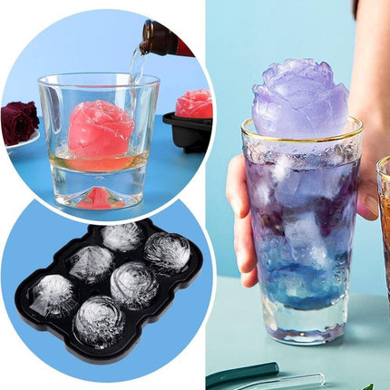 1 piece BPA-free reusable ice cube tray with lid for round ice balls, 6 compartment.