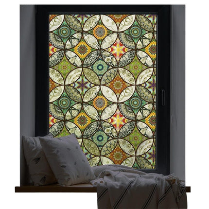 2 Static Cling-Free Decorative Window Film with Stained Glass Effect, Self-Adhesive Frosted Privacy Protection Film, 45cm x 200cm.