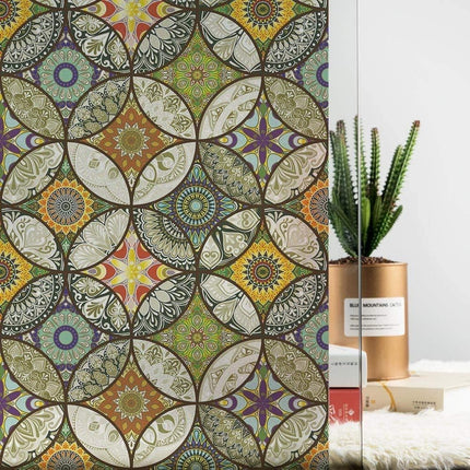 2 Static Cling-Free Decorative Window Film with Stained Glass Effect, Self-Adhesive Frosted Privacy Protection Film, 45cm x 200cm.