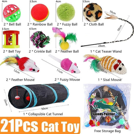 21 Piece Cat Toys for Kittens and Cats.