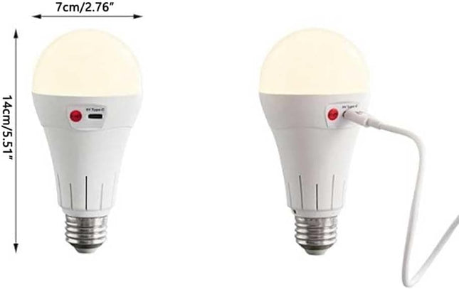 Rechargeable LED Bulb with 3 Color Temperatures 3000-6500K, Dimmable, Timer and Remote Control, E27 Lamp Holder, Wireless Night Light.