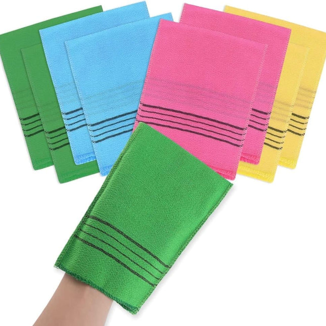 12 pcs Exfoliating Washcloth Scrub Glove Towel for Dead Skin Removal, one size.