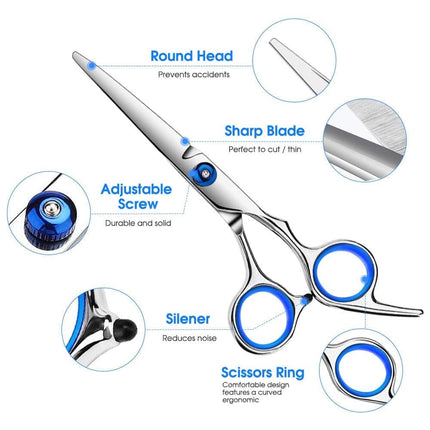 11-Piece Hairdressing Set with Scissors, Combs, Clips and Cape.