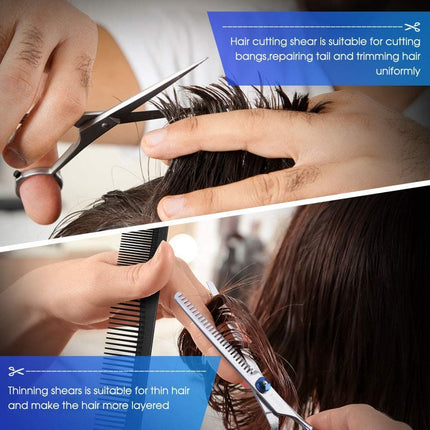 11-Piece Hairdressing Set with Scissors, Combs, Clips and Cape.