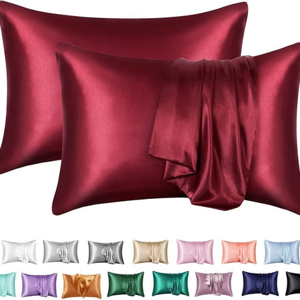 2-Pack Satin Pillowcase Silky and Soft, 50 x 75cm, Red.