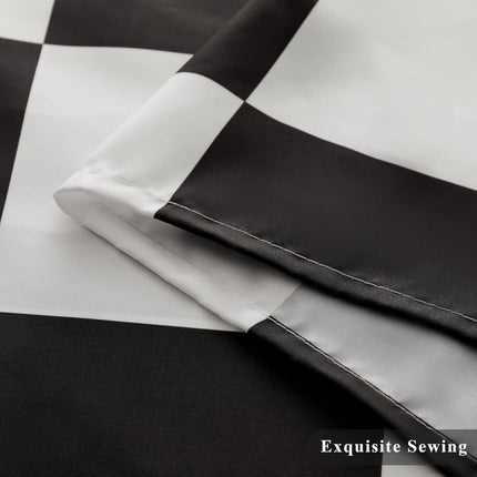 Retro Chess Pattern Checkered Shower Curtain, Black, 180x180 cm.