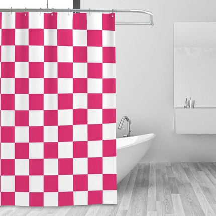 Checkered Shower Curtain, Retro Chess Pattern Vintage Aesthetics for Bathroom, 180x180 cm.